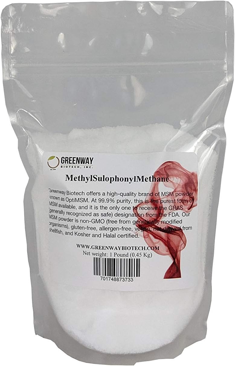 Pure MSM Powder - 99.9% Methylsulfonylmethane for Joint Pain - Gluten-Free & Non-GMO - 1 lb. Sulfur Crystals Supplement by Greenway Biotech - BoostGo Australia