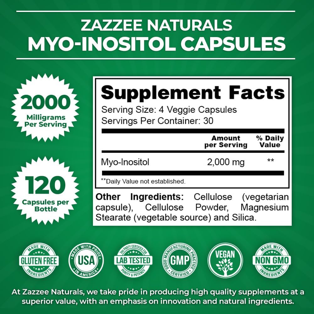 Pure Myo-Inositol Capsules and Powder - Vegan, Non-GMO, Premium Grade