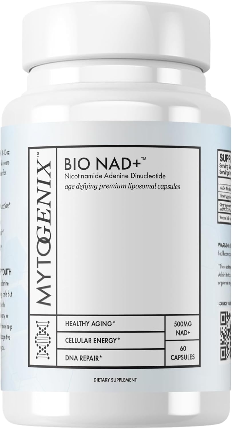 Pure NAD+ Capsules - 500mg per Serving - Anti-Aging Supplement for Cellular Health and DNA Repair - 60 Capsules