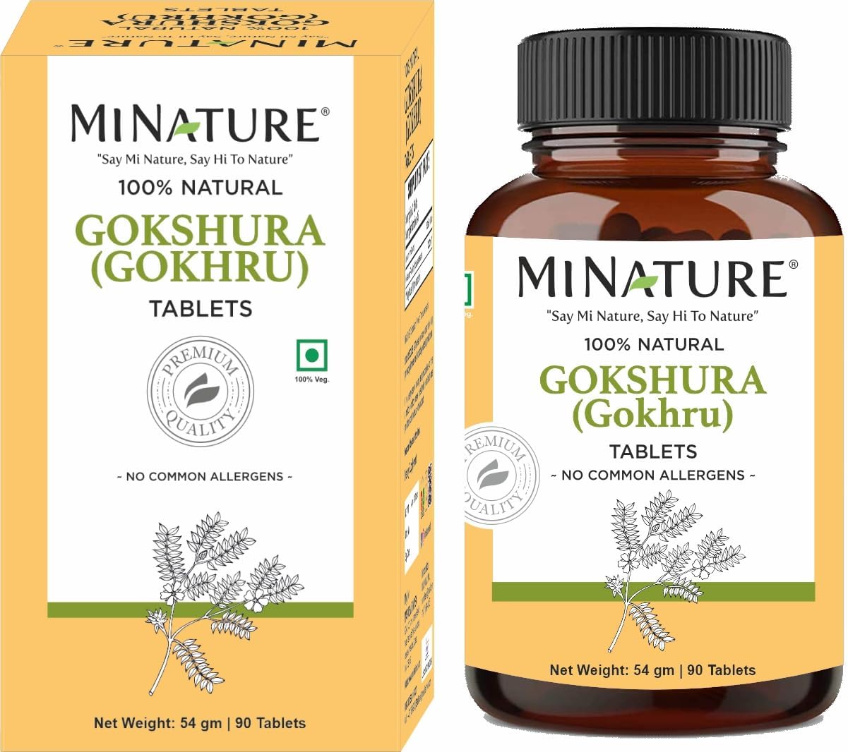 Pure & Natural Miniature Gokshura (Tribulus Terrestris) Tablets - Herbal Supplement | Gluten-Free | 90 Tablets, 45 Days Supply