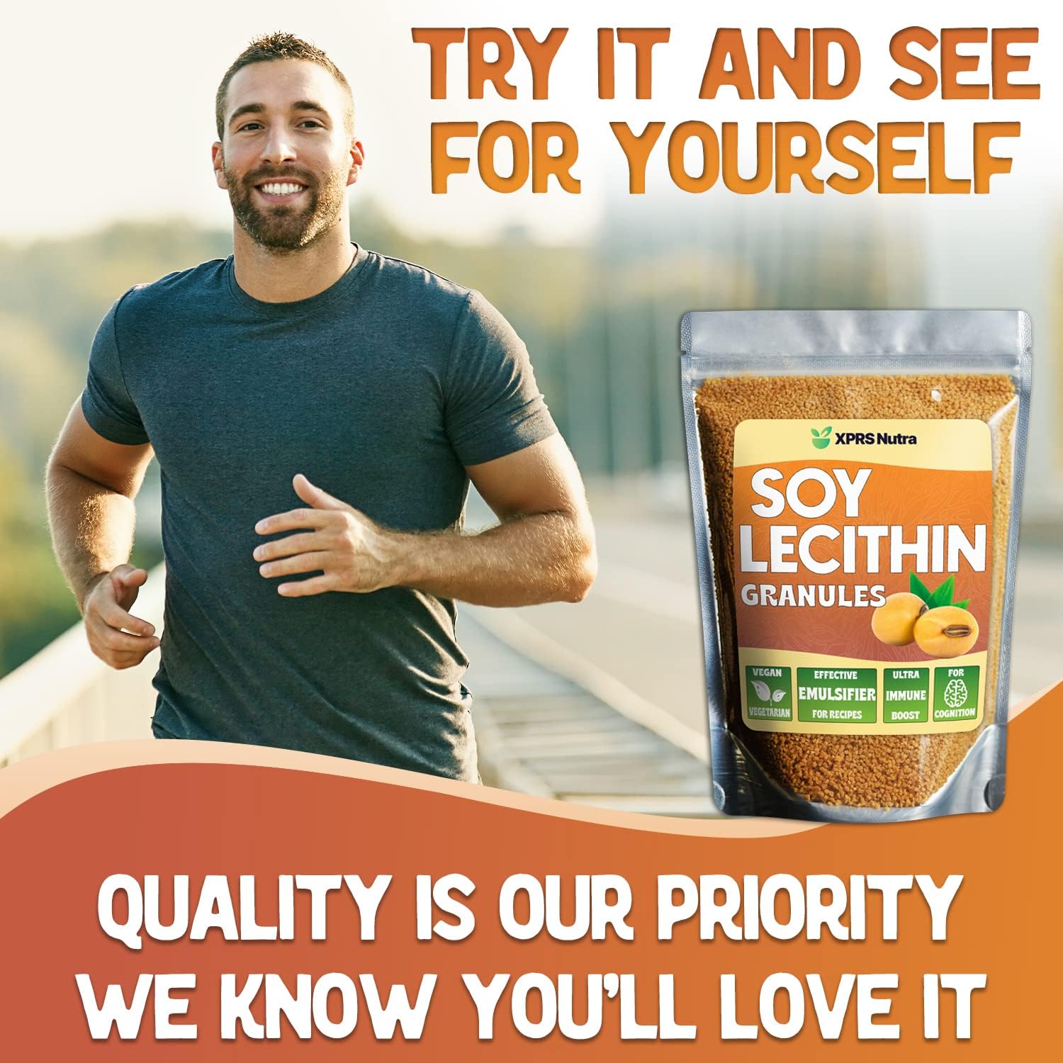 Pure Non-GMO Soy Lecithin Granules - Premium Grade Fat Emulsifier for Baking - 100% Soy Lethicin - 8 oz