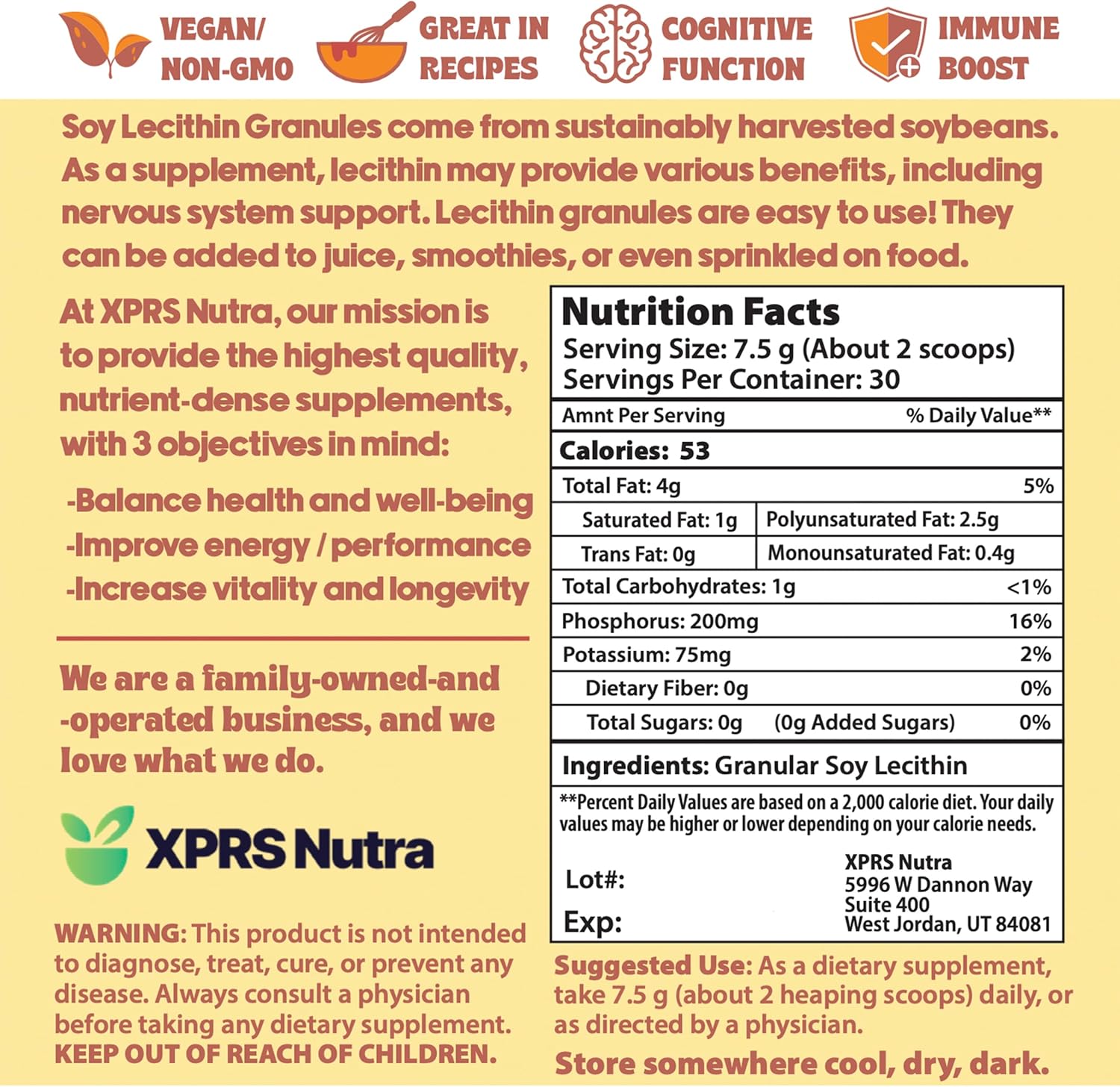 Pure Non-GMO Soy Lecithin Granules - Premium Grade Fat Emulsifier for Baking - 100% Soy Lethicin - 8 oz