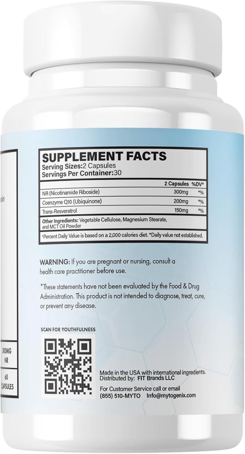 Pure NR Capsules - 300mg Nicotinamide Riboside Supplement - Anti-Aging - DNA Repair - Cognitive Function - Brain Optimization