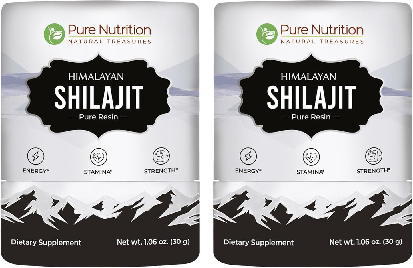 Pure Nutrition Organic Himalayan Shilajit Resin for Energy and Stamina - 85+ Trace Minerals - 75 Servings, 30g (Pack of 2)