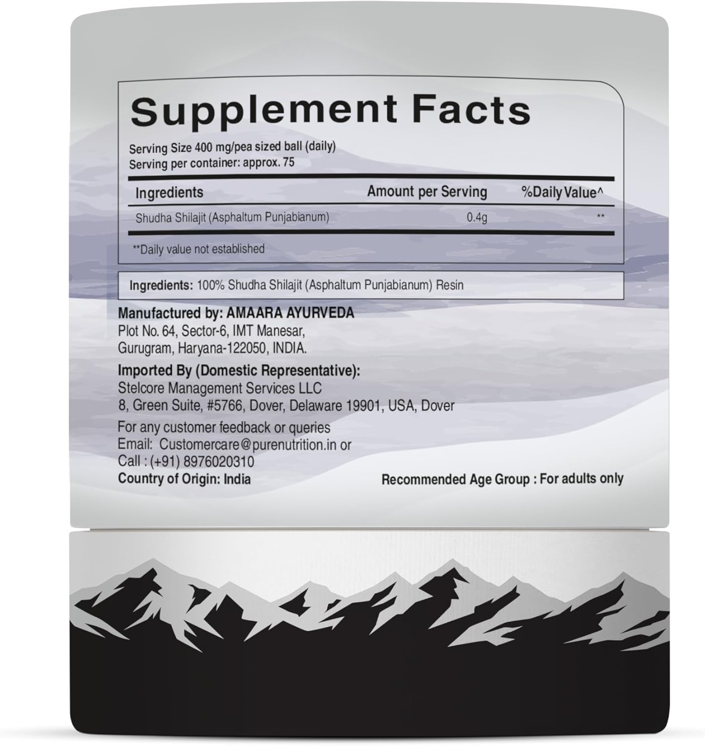 Pure Nutrition Pure Himalayan Shilajit Resin: Natural Energy Supplement with 85+ Minerals for Men & Women | 75 Servings - 30g Pack