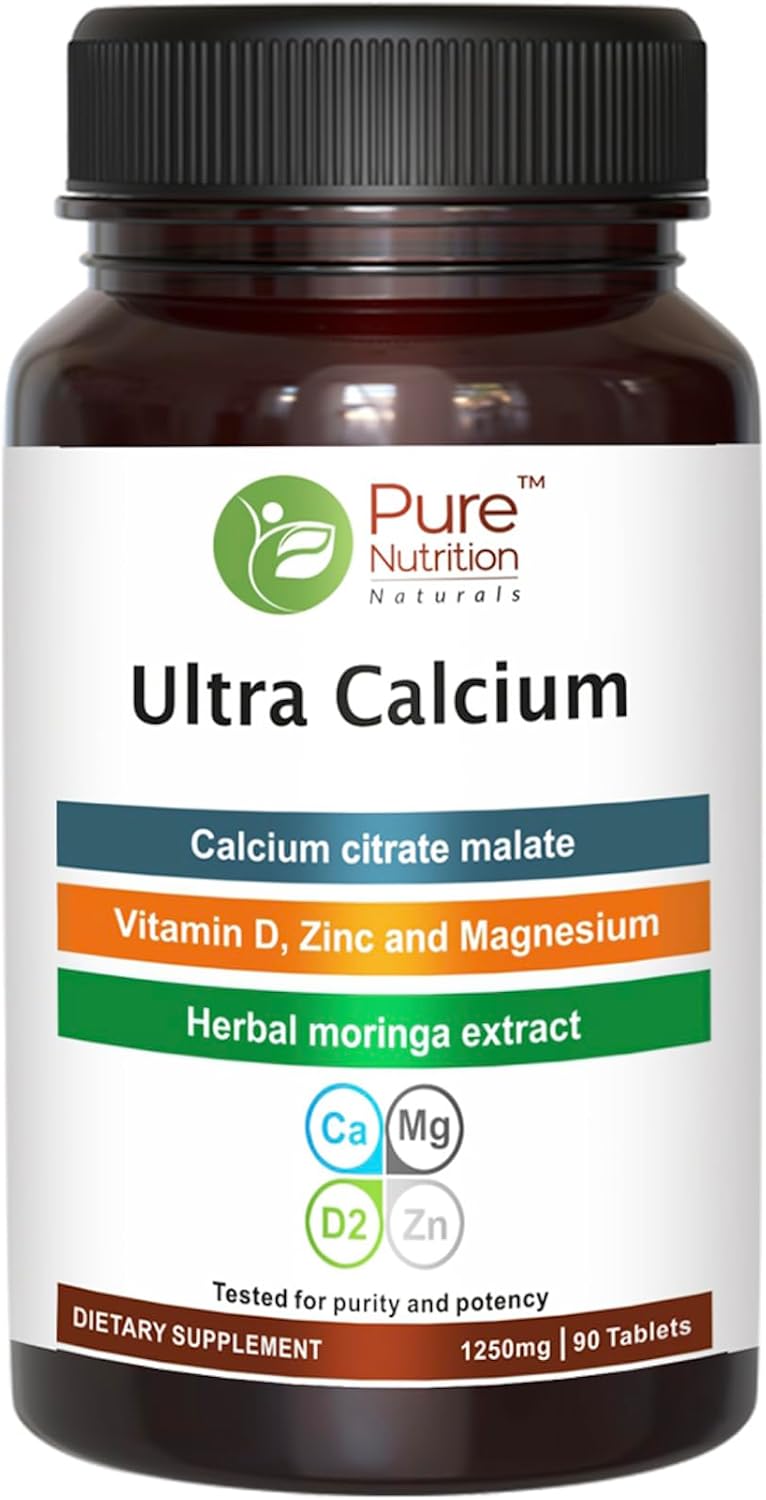 Pure Nutrition Ultra Calcium and Whole Foods Men's Multivitamins Bundle for Strong Bones and Overall Wellness - 90 tabs Calcium + 60 tabs Multivitamins