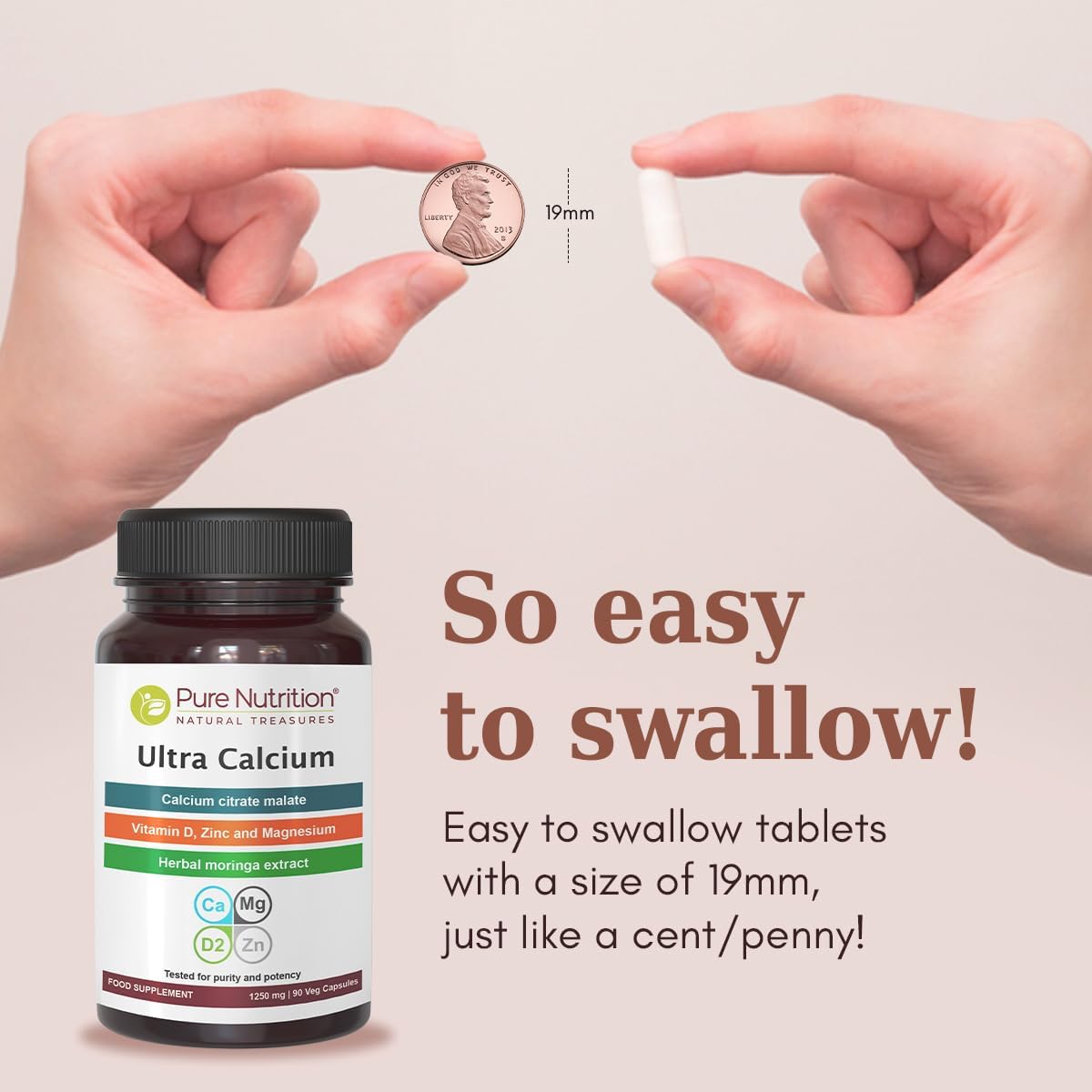 Pure Nutrition Ultra Calcium and Whole Foods Men's Multivitamins Bundle for Strong Bones and Overall Wellness - 90 tabs Calcium + 60 tabs Multivitamins