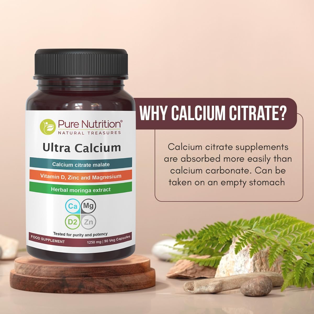 Pure Nutrition Ultra Calcium and Whole Foods Men's Multivitamins Bundle for Strong Bones and Overall Wellness - 90 tabs Calcium + 60 tabs Multivitamins