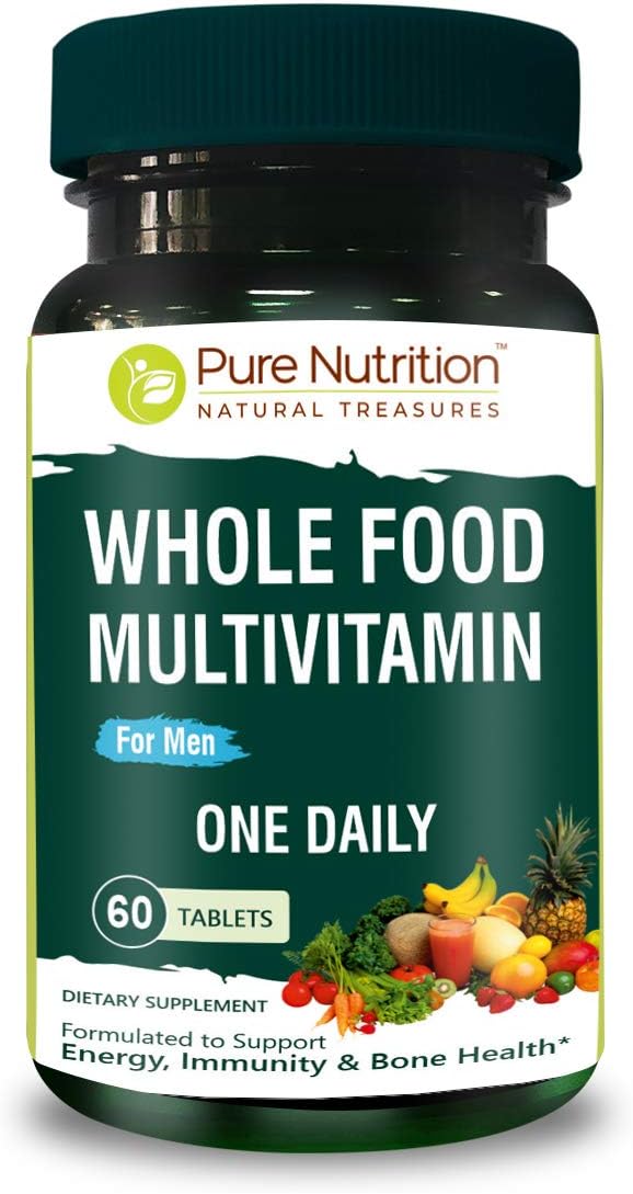 Pure Nutrition Ultra Calcium and Whole Foods Men's Multivitamins Bundle for Strong Bones and Overall Wellness - 90 tabs Calcium + 60 tabs Multivitamins