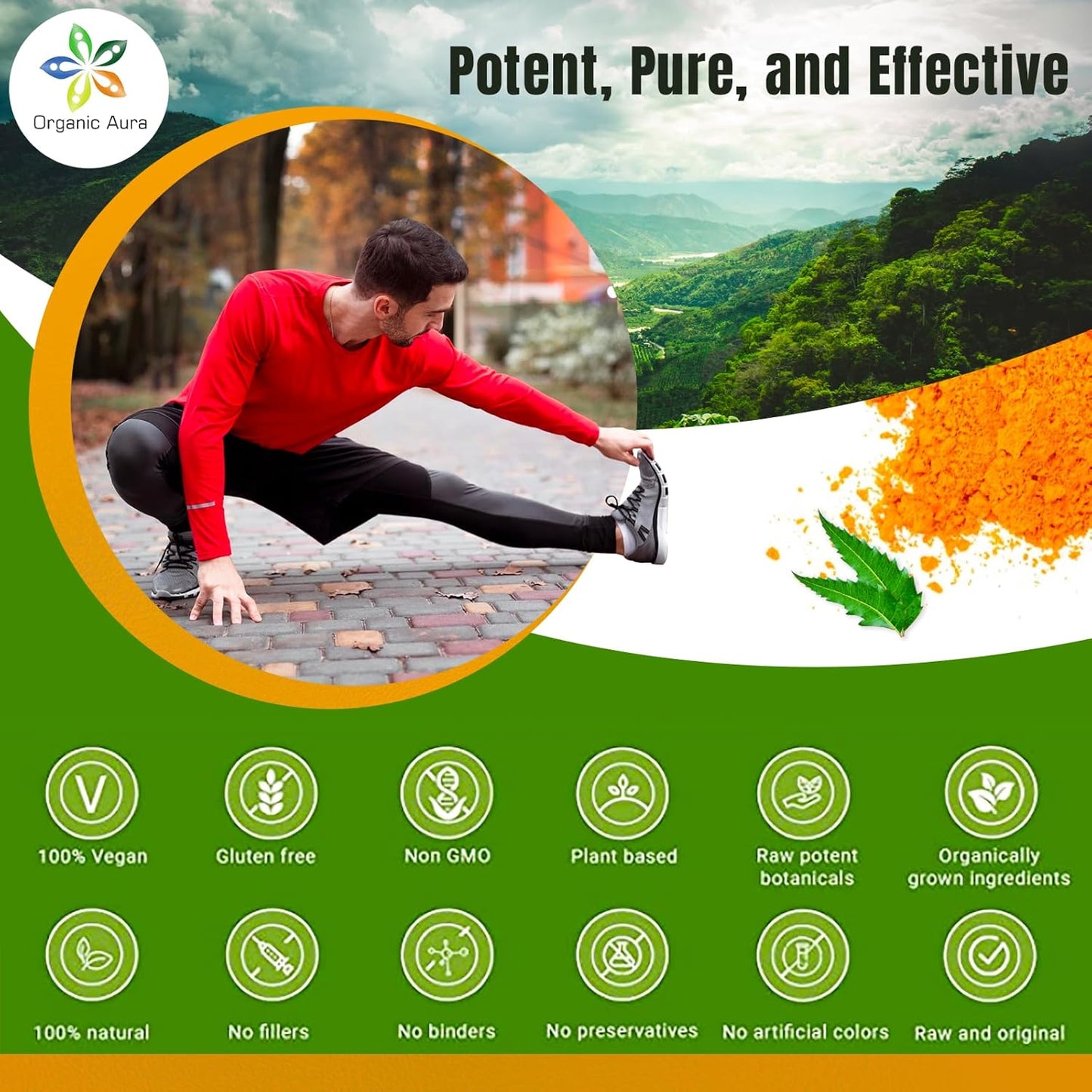 Pure Organic Neem Turmeric Capsules - High-Potency Whole Green Superfood (150 Veg Caps)