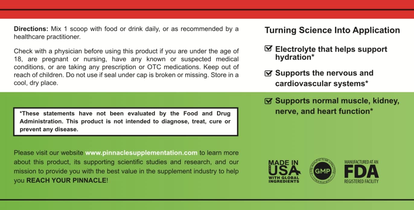 Pure Pinnacle Potassium Citrate Powder - Keto Electrolyte Supplement for Hydration Balance, Leg Cramps Relief - 100% Mineral Supplement, No Fillers (437g)