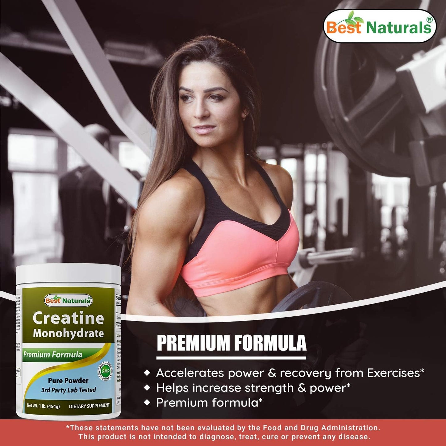Pure Powder Creatine Monohydrate - 2 Pack of 1 lb Best Naturals Supplement