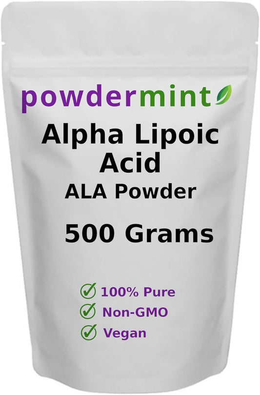 Pure Powdermint Alpha Lipoic Acid (RS-ALA, Pure ALA) Antioxidant Supplement with Scoop - Multiple Sizes Available