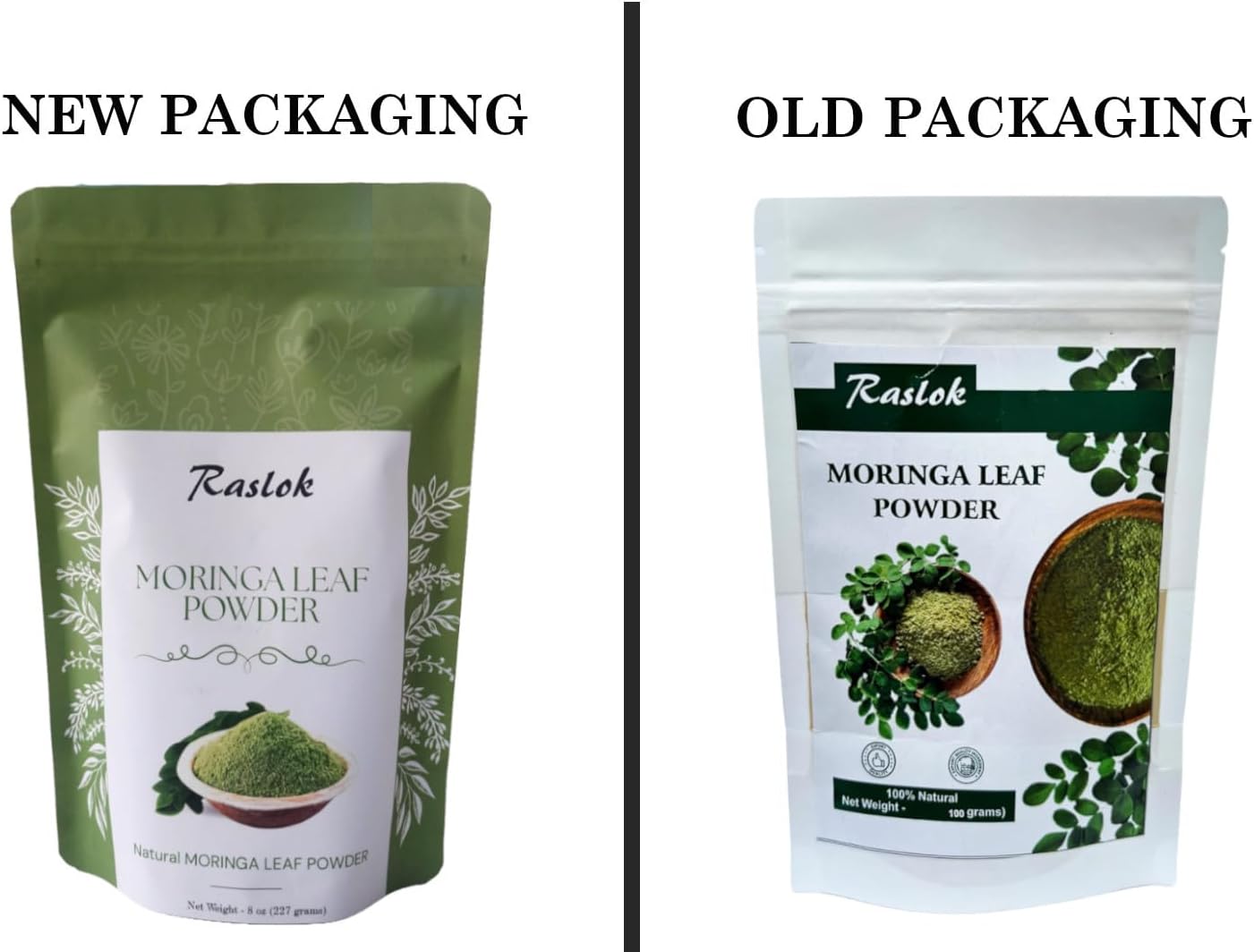 Pure Raslok Moringa Leaf Powder - 8 Oz - No Stems - Organic Moringa Olifera Powder
