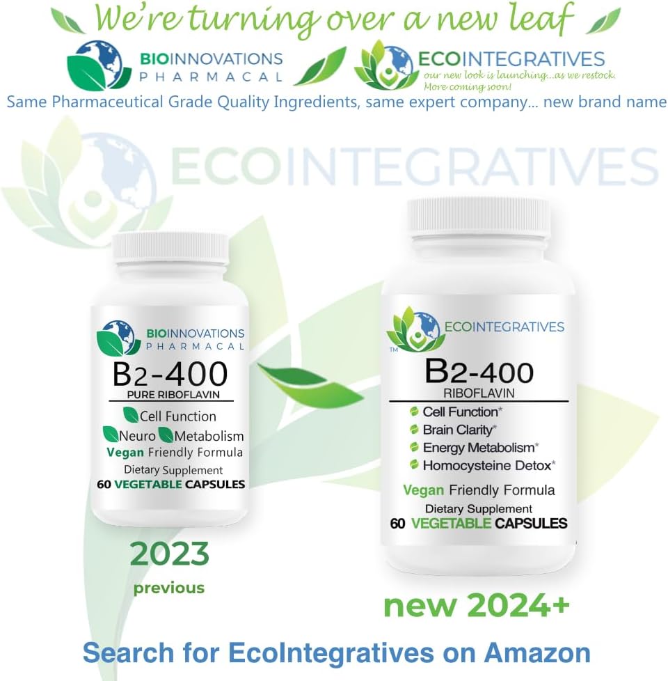Pure Riboflavin Supplement for Nervous System, Cardiovascular Health, Energy Boost, and Metabolism - 60 Vegan Capsules by BioInnovations Pharmacal
