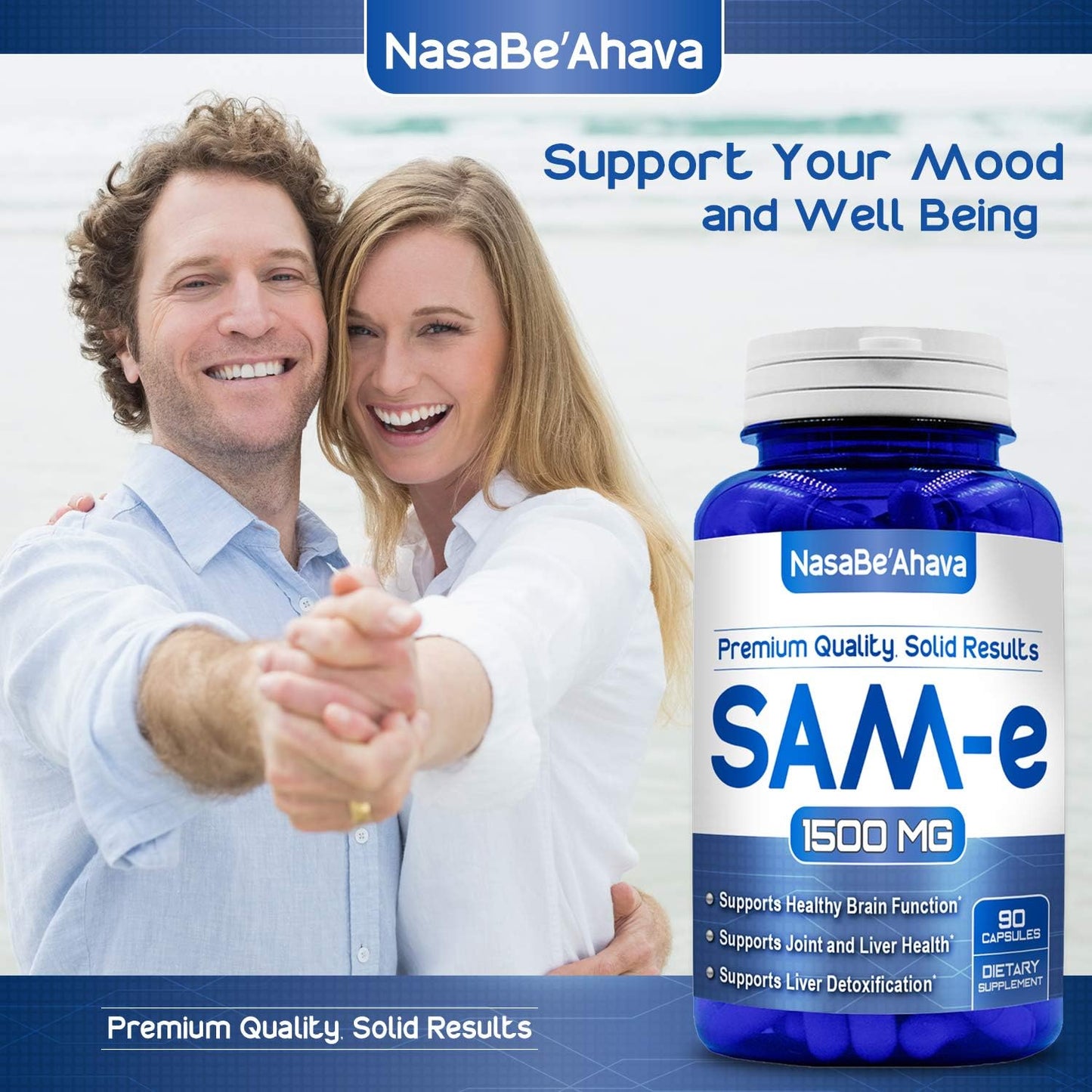 Pure SAM-e 1500mg Capsules for Brain Function - 90 Capsules - Made in USA by NasaBeahava