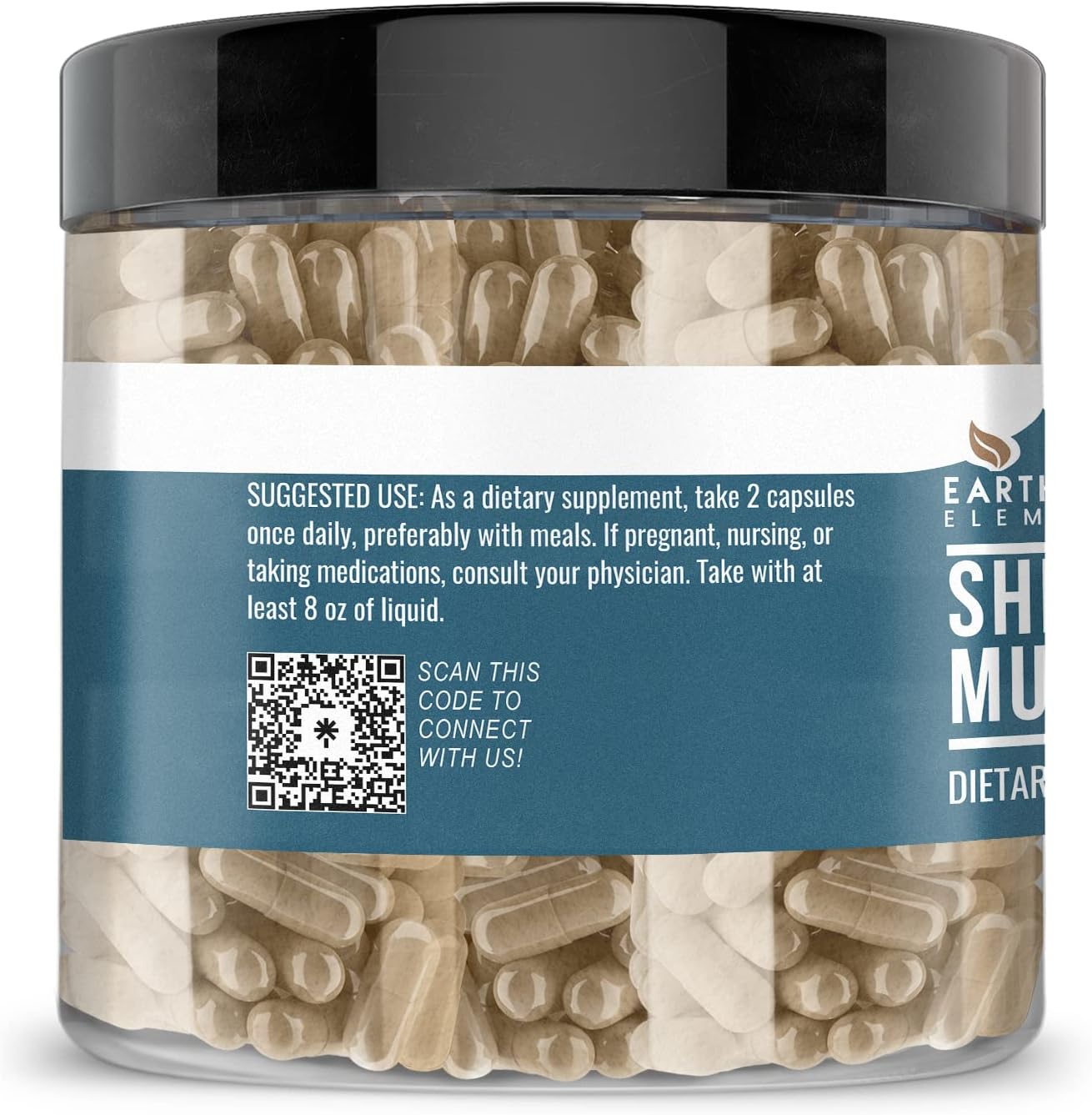Pure Shiitake Mushroom Extract Capsules - 200 Count, Undiluted & Additive-Free by Earthborn Elements