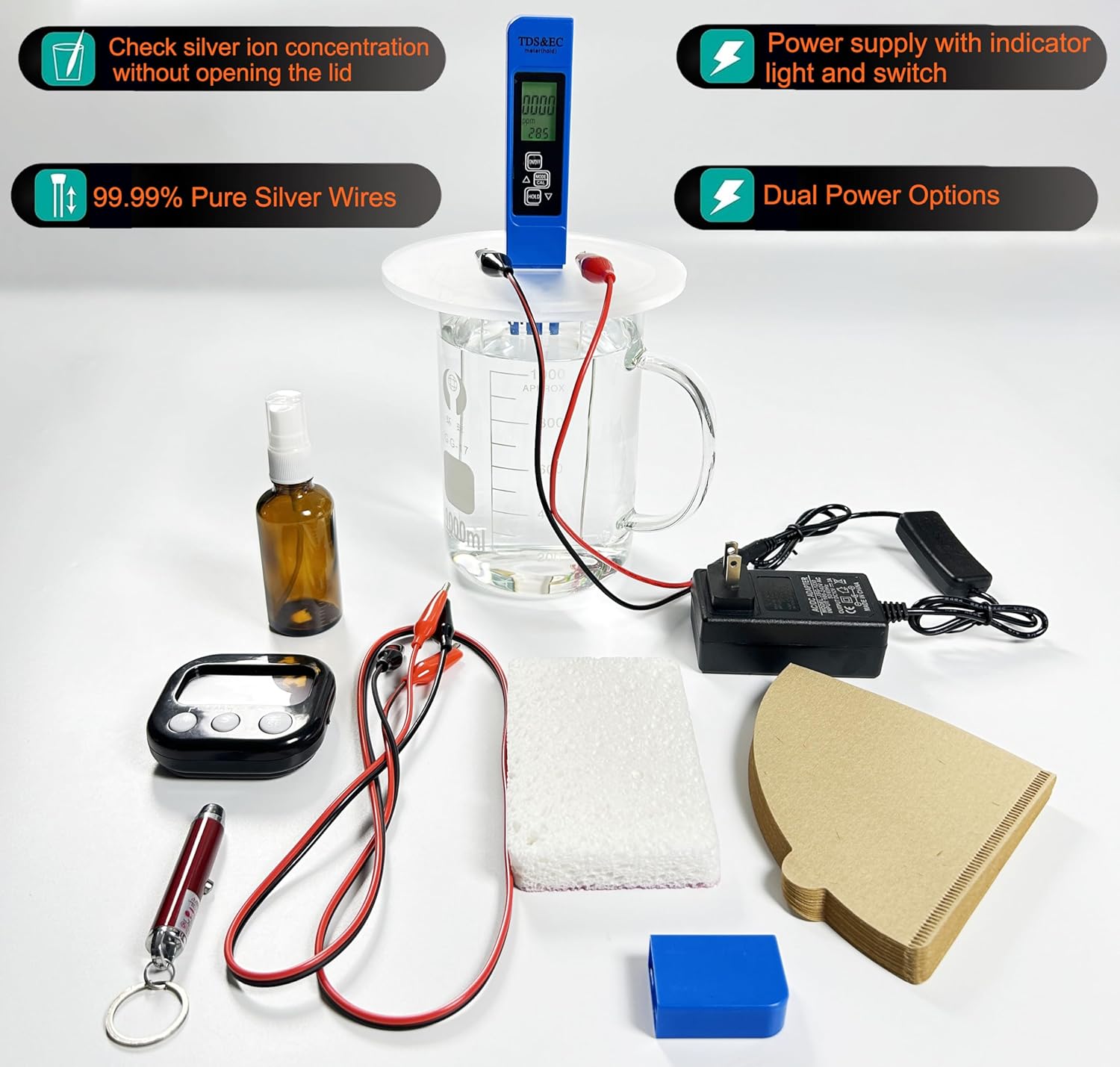Pure Silver Wire 99.99% - SVZIOOG Colloidal Silver Generator Kit (24V) for High-Quality Colloidal Silver Production