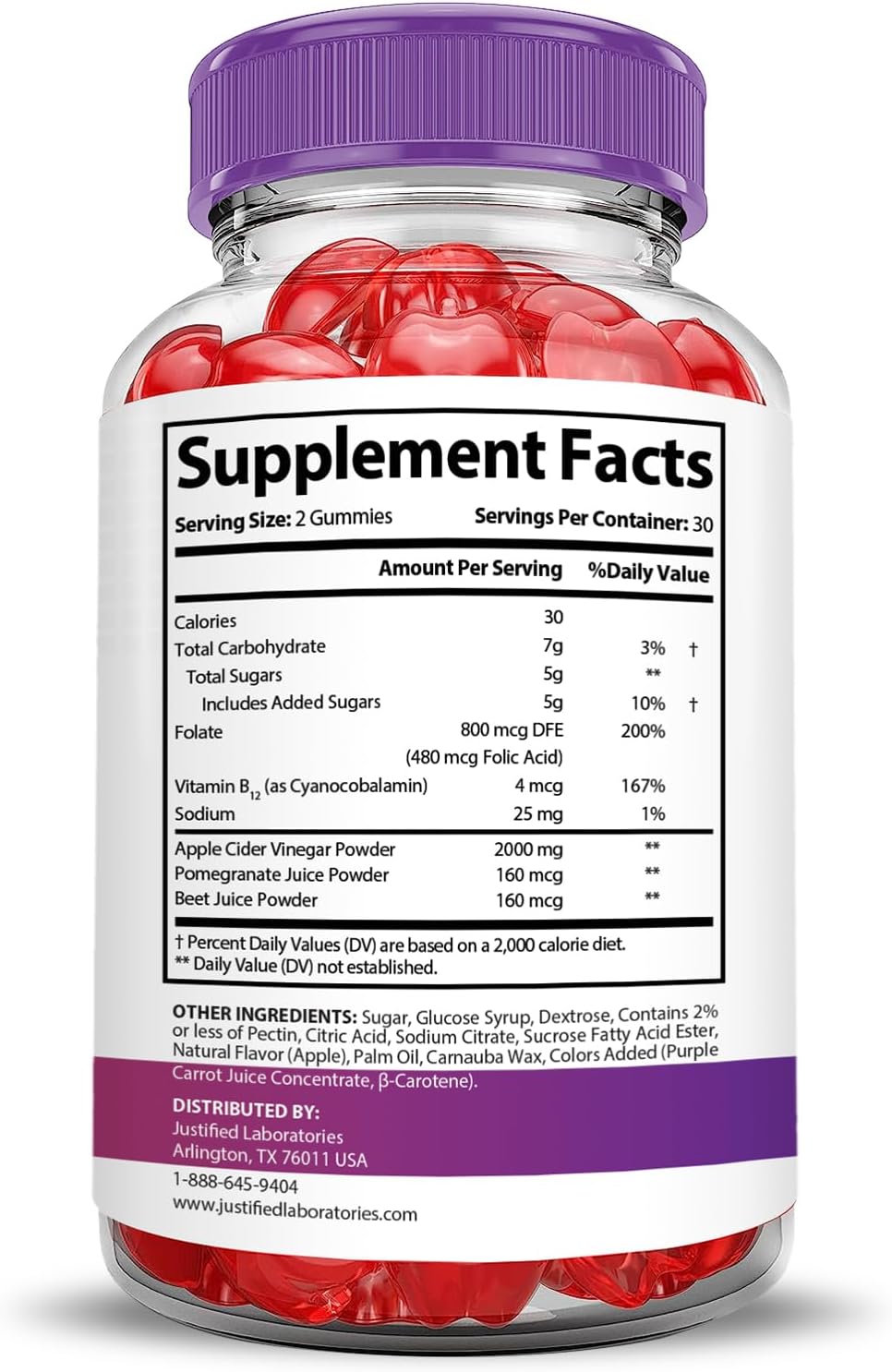 Pure Slim Keto ACV Gummies Extreme 2000MG - Advanced Formula with Pomegranate, Beet Juice Powder, B12 - Vegan, Non GMO - 60 Gummies