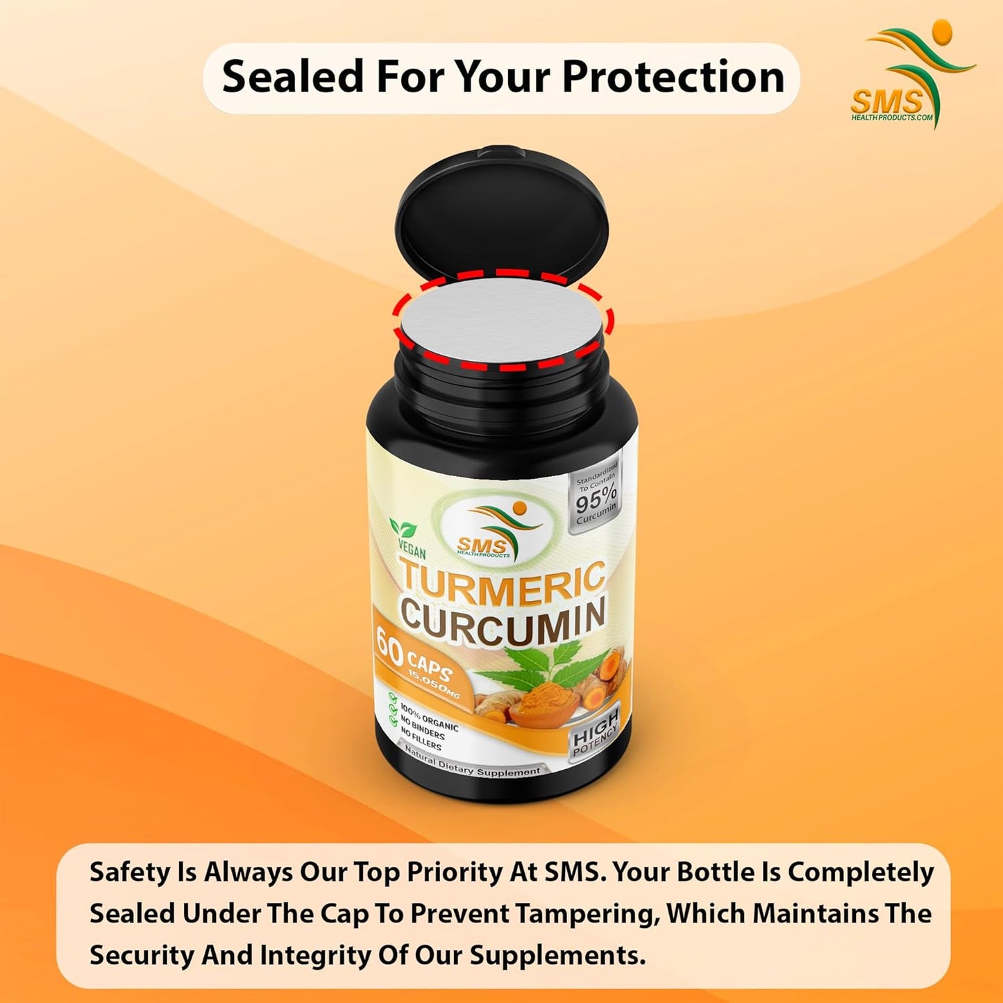 Pure Turmeric Curcumin 1000mg with 95% Curcuminoids & Black Pepper Extract - Non GMO, Gluten Free - 60 Veg Capsules for Increased Absorption