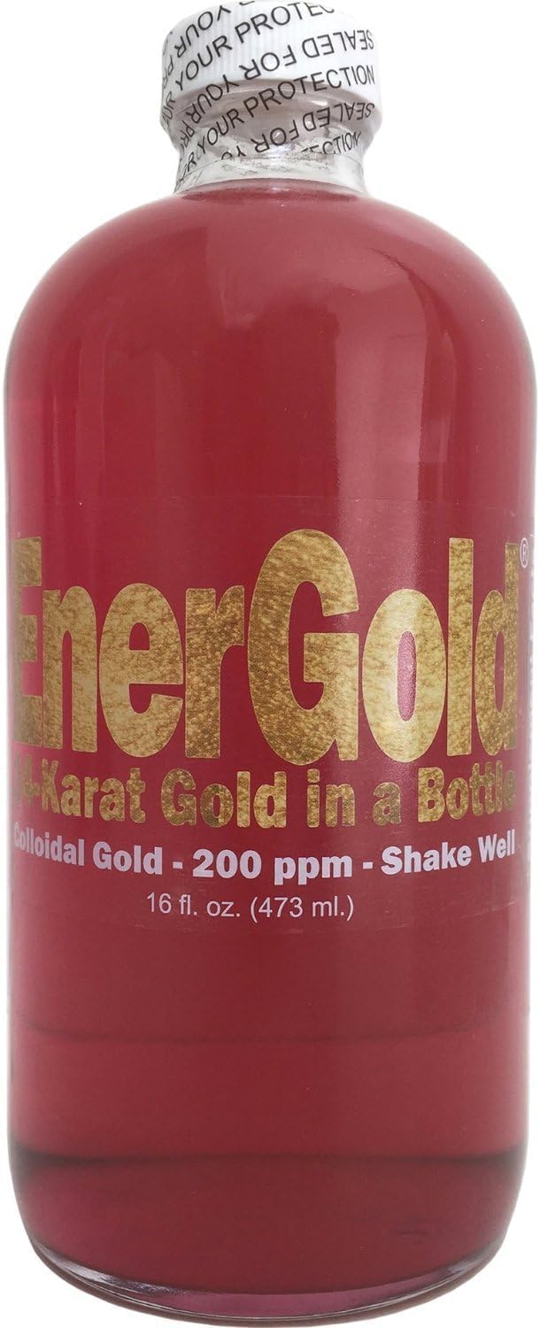 Pure Ultraconcentrated 99.99% EnerGold Colloidal Gold - 16oz Glass Bottle for Radiation Protection, DNA Repair, Pineal Gland Regeneration & EMF Defense