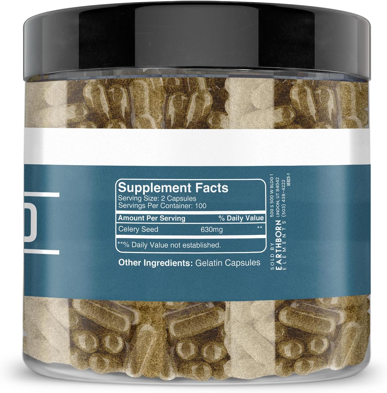 Pure & Undiluted Celery Seed Capsules - 200 Count by Earthborn Elements, Additive-Free