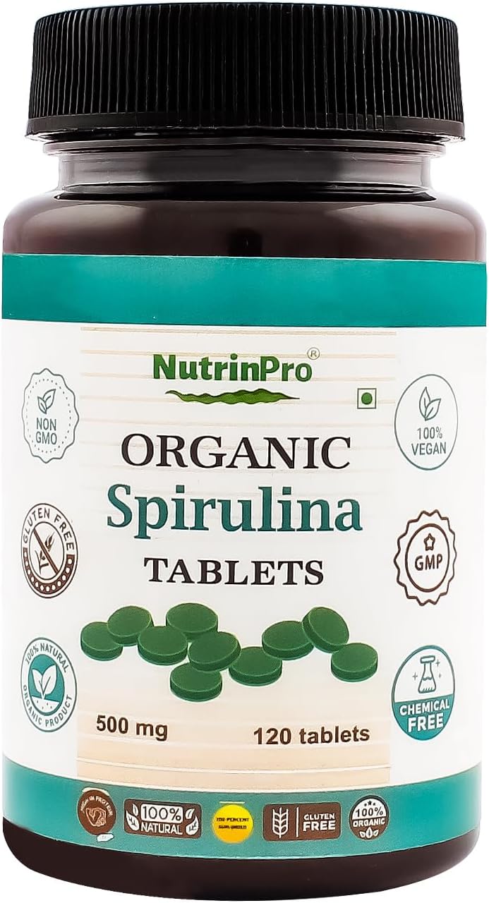 Pure Vegan Organic Spirulina Tablets - Non-GMO, Gluten-Free, Chemical-Free - Nutrient-Rich Superfood Supplement