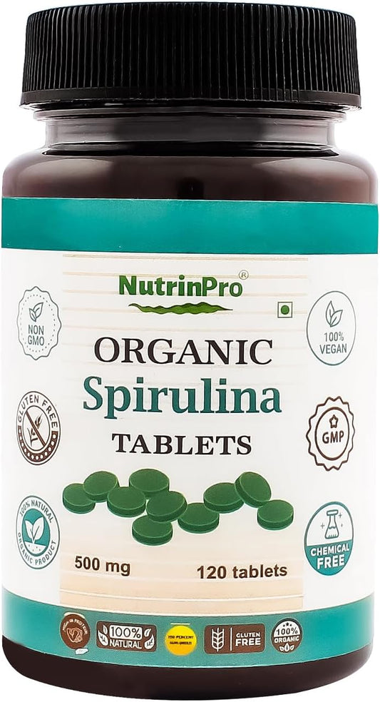 Pure Vegan Organic Spirulina Tablets - Non-GMO, Gluten-Free, Chemical-Free - Nutrient-Rich Superfood Supplement