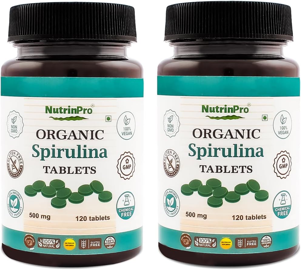Pure Vegan Organic Spirulina Tablets - Non-GMO, Gluten Free, Chemical Free - NUTRINPRO