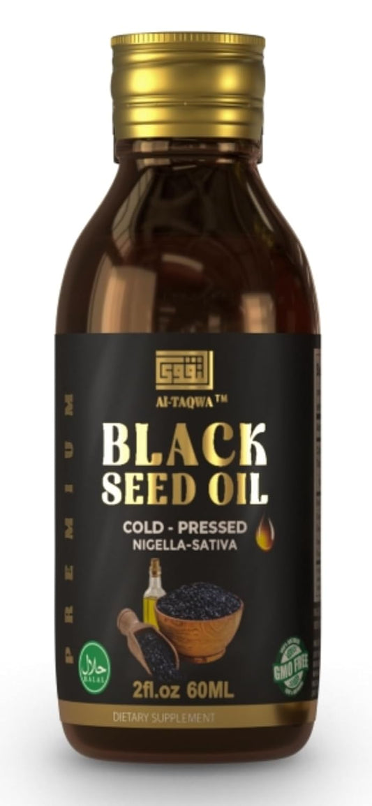 Pure Virgin Black Cumin Seed Oil (Nigella Sativa) Kalonji - Cold Pressed, Unrefined, Vegan-Friendly - 60ml Liquid