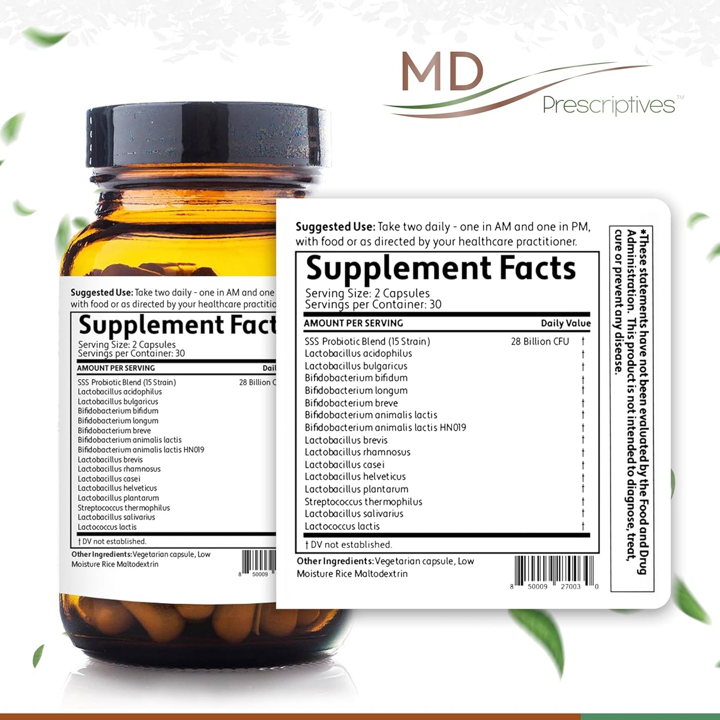 PureBiotic Probiotic Dietary Supplement for Digestive Health - 60 Capsules by MD Prescriptives