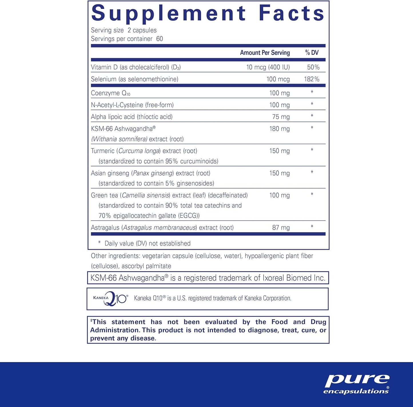 PureCell by Pure Encapsulations | Powerful Antioxidant and Adaptogen Supplement for Cellular Health | 120 Capsules