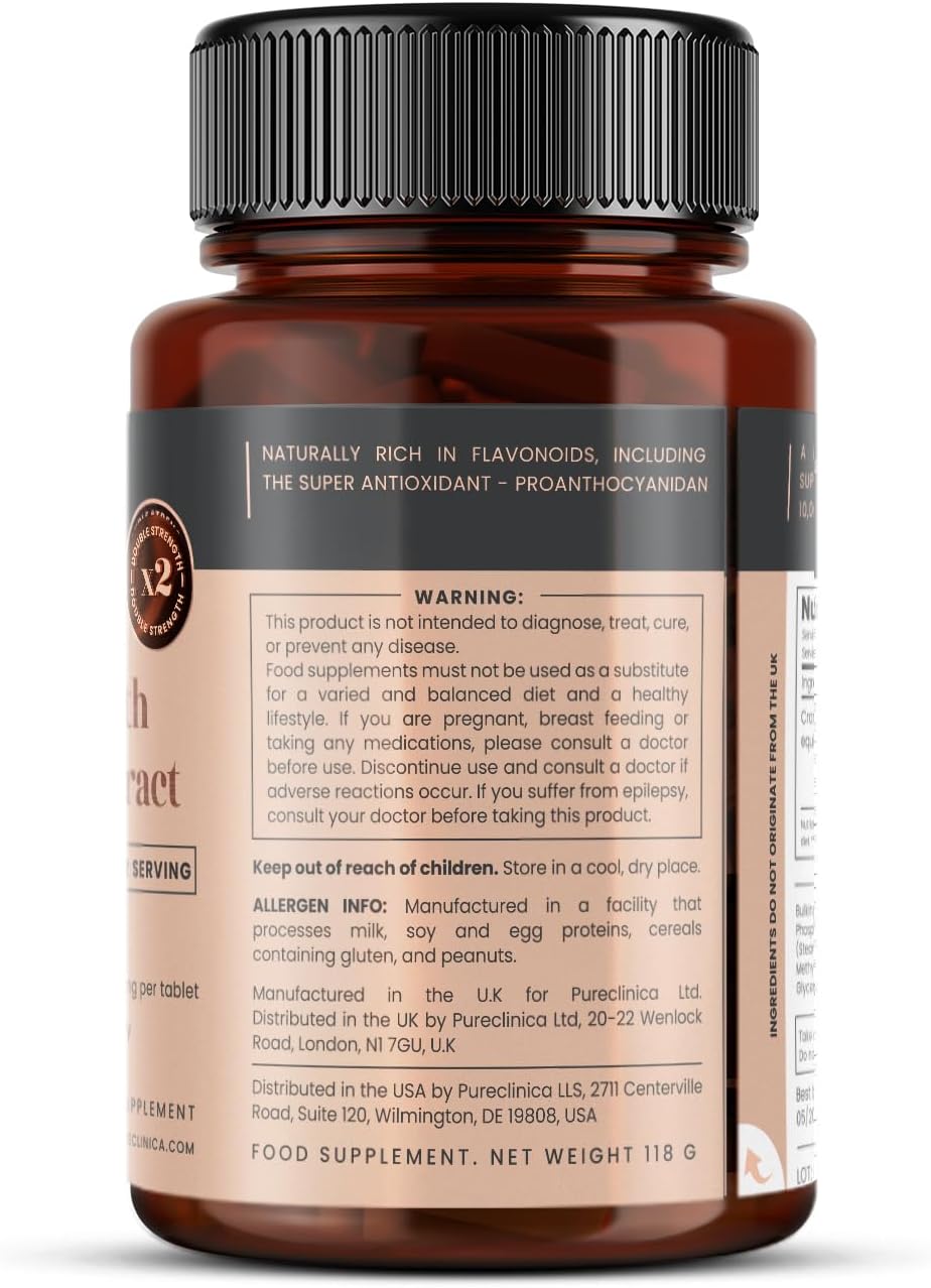 pureclinica 10,000mg Double Strength Cranberry Extract Tablets x 180 - 6 Months Supply - BoostGo Australia