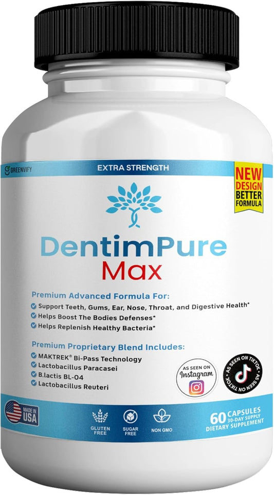 PureDentix Max Probiotic Supplement - Extra Strength Formula, 40 Billion CFU, 60 Capsules
