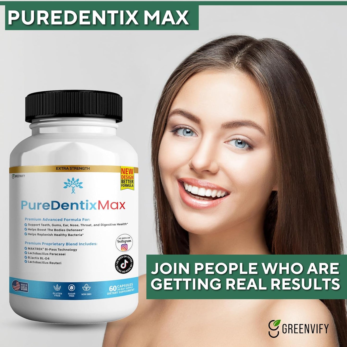 PureDentix Max Probiotic Supplement - Extra Strength Formula, 40 Billion CFU, 60 Capsules