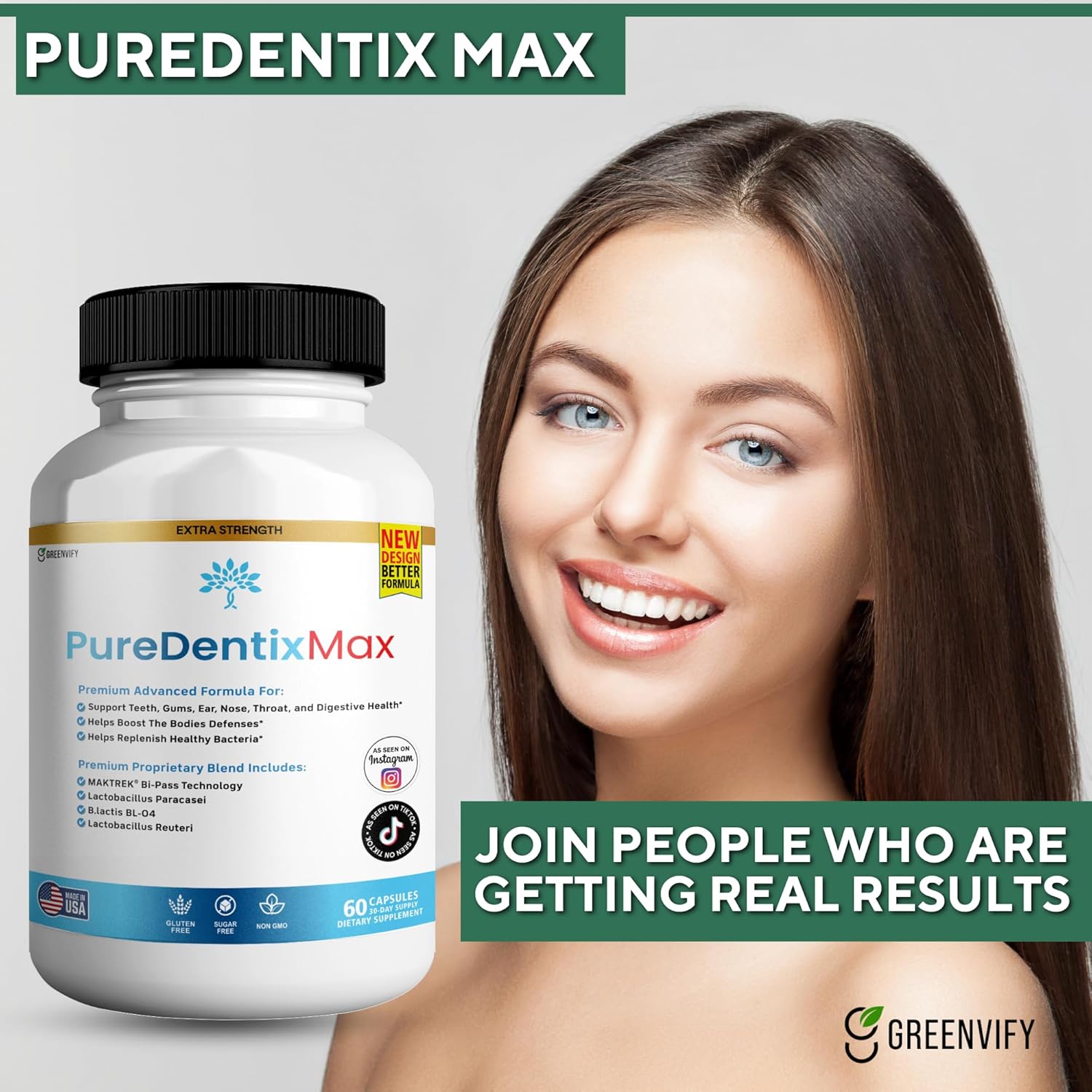 PureDentix Max Probiotic Supplement - Extra Strength Formula, 40 Billion CFU, 60 Capsules