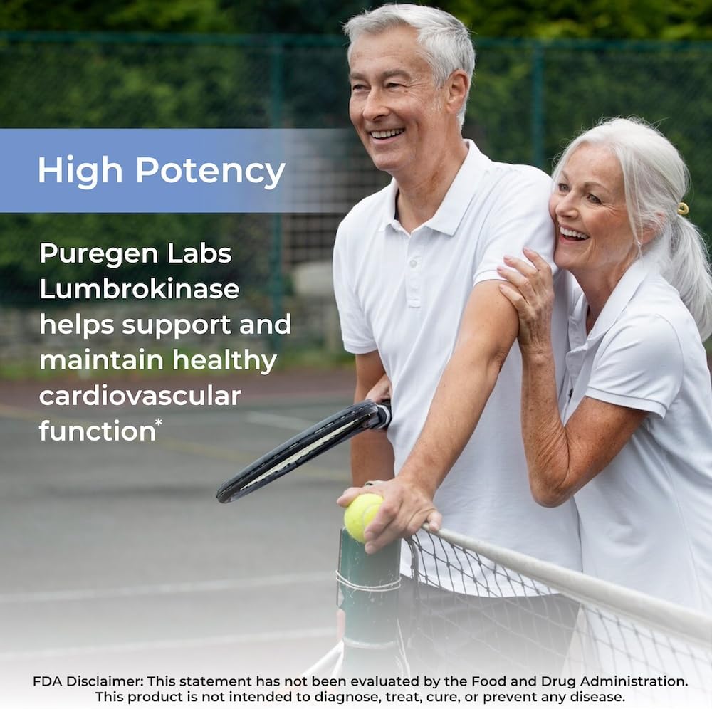 Puregen Labs Lumbrokinase 40mg Capsules - High Potency Supplement with Enzymes - Non-GMO, Gluten Free - 60 Vegetarian Capsules - BoostGo Australia