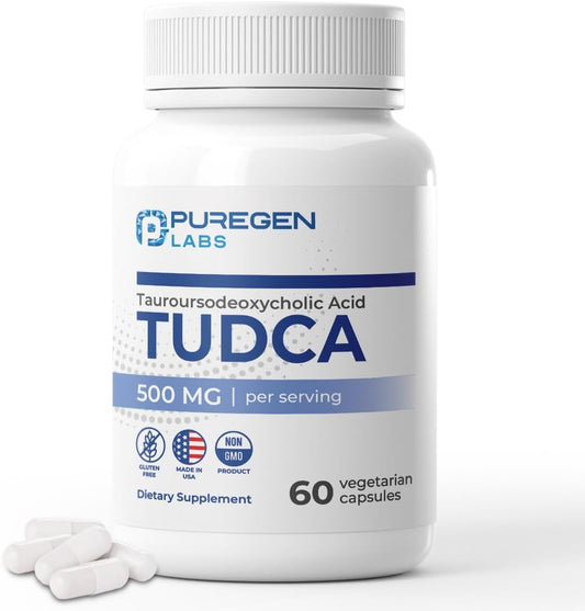 Puregen Labs TUDCA (Tauroursodeoxycholic Acid) 500mg Liver Support Supplement - Non-GMO, Gluten Free, Made in USA - 60 Capsules - BoostGo Australia