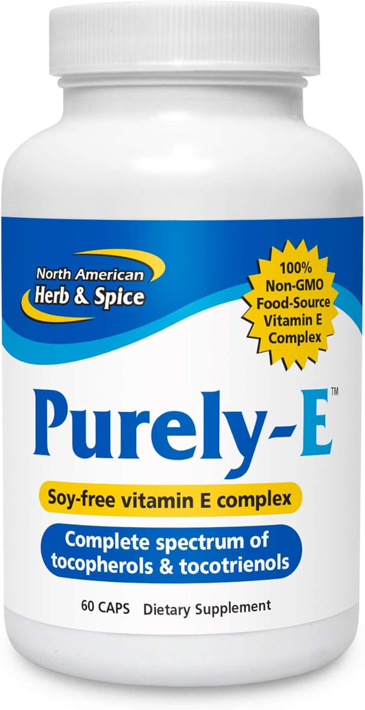 Purely-E Capsules - Supports Healthy Hair, Skin & Nails - Non-GMO Vitamin E Complex with Sunflower Oil, Pumpkin Seeds & Red Palm Oil - 60 Servings