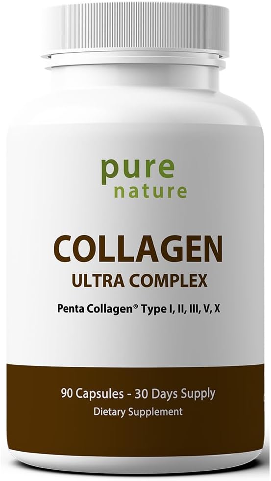 PureNature Plus Collagen Ultra Supplement - 90 Capsules with 5 Types I, II, III, V & X