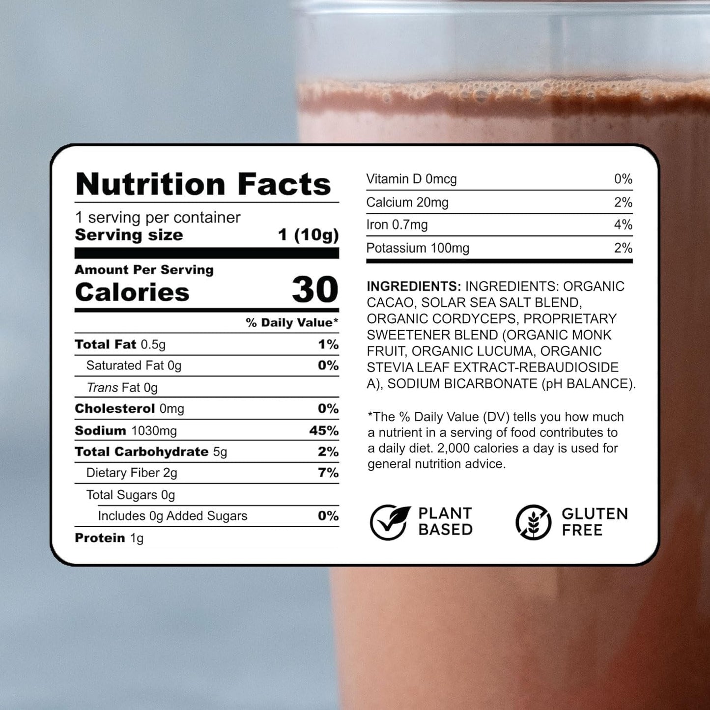Purest Chocolate Cordyceps Electrolyte Powder Packets for Whole Food Hydration - Fermented Cacao & Solar Sea Salts for Ultimate Balance