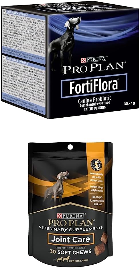 Purina Pro Plan Veterinary Supplements Bundle: FortiFlora Dog Probiotic + Joint Care for Large Breed Dogs, 30 ct.