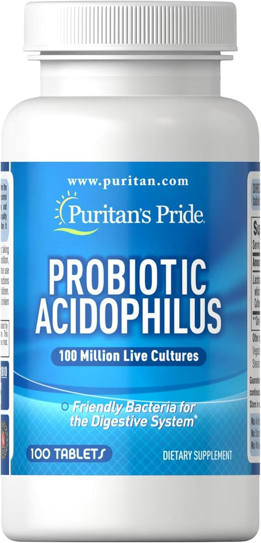 Puritan's Pride Acidophilus Probiotic Tablets, 100 Count - White