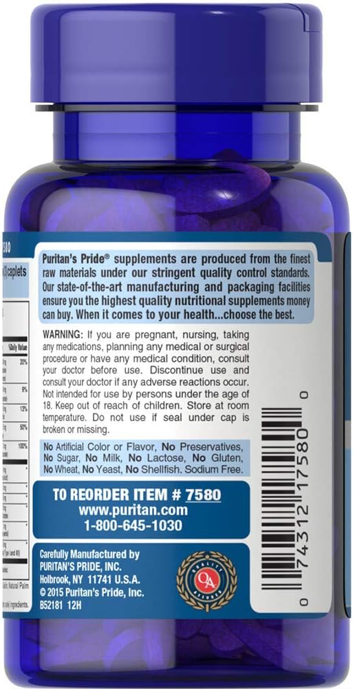 Puritan's Pride Biotin Hair Skin and Nails Formula Caplets - 3000 Mcg, 60 Count