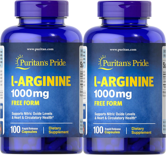 Puritan's Pride L-Arginine 1000mcg - 200 Count, Pack of 2