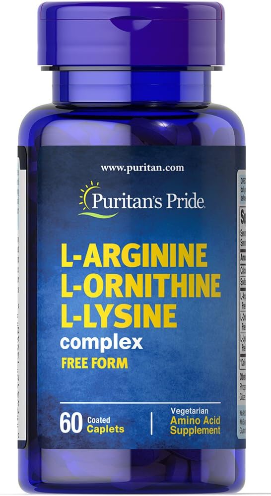 Puritan's Pride L-Arginine, L-Ornithine, and L-Lysine Supplement - 60 Caplets