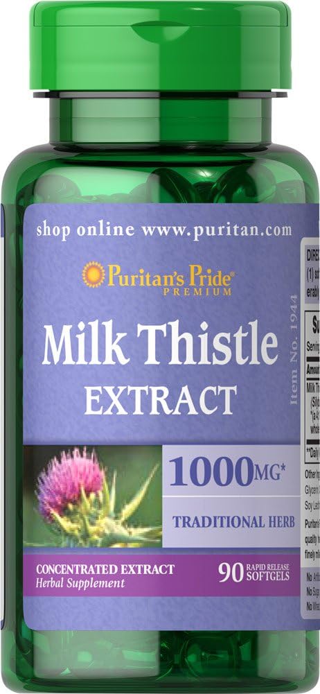 Puritan's Pride Milk Thistle 90 Count - Natural Liver Support Supplement