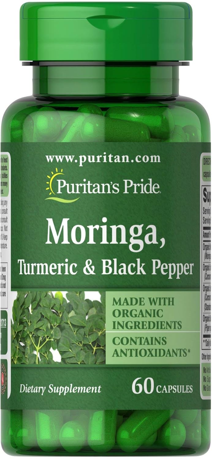 Puritan's Pride Moringa, Turmeric, and Black Pepper Capsules - 60 Count
