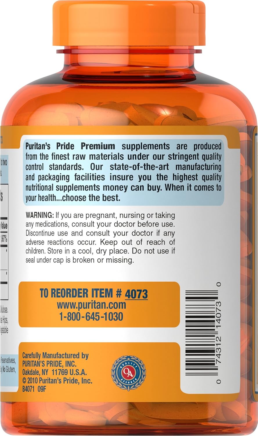 Puritan's Pride Vitamin C 1000mg with Rose Hips 250 Caplets for Immune Support