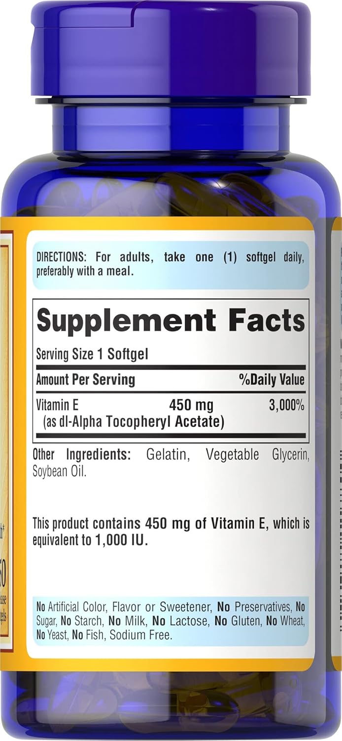 Puritan's Pride Vitamin E-1000 IU Softgels - 50 Count Bottle